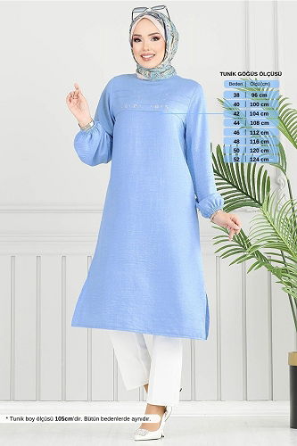 moda selvim Tunic 3123HBS932-M Baby Blue - Thumbnail