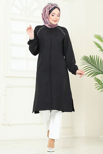 moda selvim Tunic 3124HBS856 Black - Thumbnail