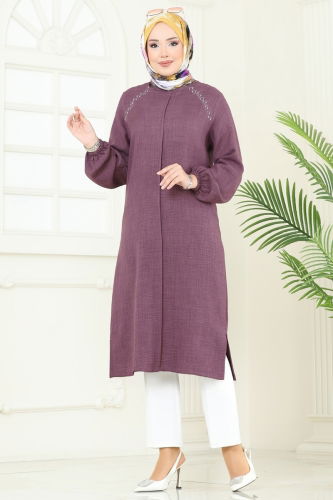 moda selvim Tunic 3124HBS856 Dark Lilac - Thumbnail