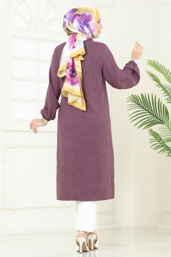 moda selvim Tunic 3124HBS856 Dark Lilac - Thumbnail