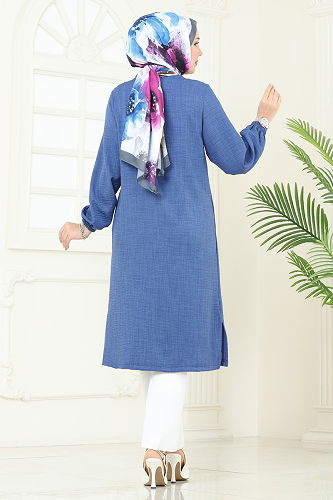 moda selvim Tunic 3124HBS856 Indigo - Thumbnail