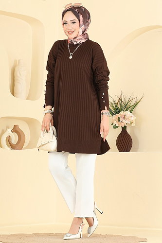 moda selvim Tunic 3170NVX1208 Bitter Brown - Thumbnail