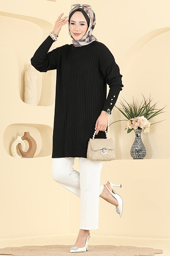 moda selvim Tunic 3170NVX1208 Black - Thumbnail