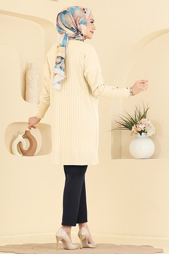 moda selvim Tunic 3170NVX1208 Cream - Thumbnail