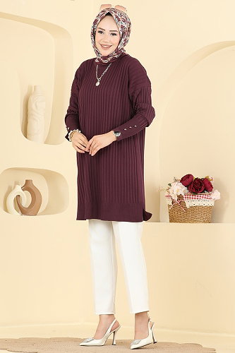 moda selvim Tunic 3170NVX1208 Damson - Thumbnail
