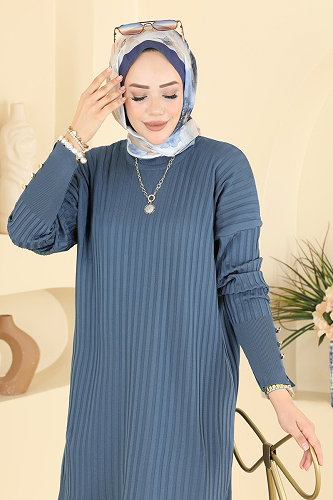 moda selvim Tunic 3170NVX1208 Indigo - Thumbnail