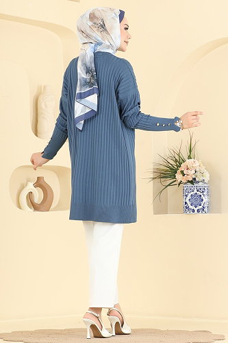 moda selvim Tunic 3170NVX1208 Indigo - Thumbnail