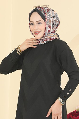 moda selvim Tunic 3183NVX1208 Black - Thumbnail