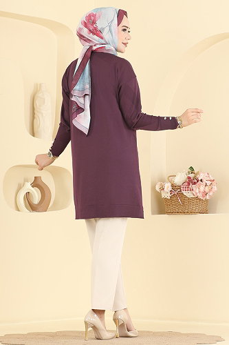 moda selvim Tunic 3183NVX1208 Damson - Thumbnail