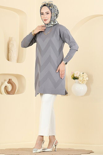 moda selvim بلوز رمادي 3183NVX1208 - Thumbnail