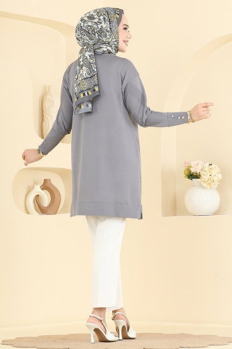 moda selvim بلوز رمادي 3183NVX1208 - Thumbnail