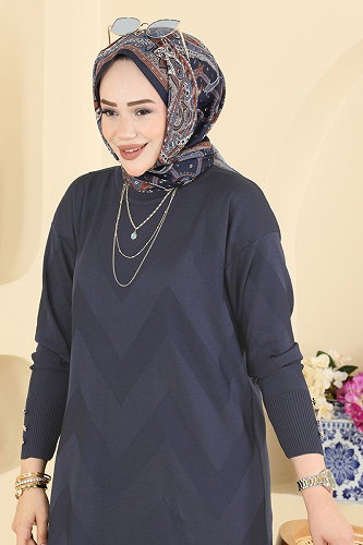 moda selvim Tunic 3183NVX1208 Navy Blue - Thumbnail