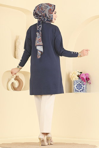 moda selvim Tunic 3183NVX1208 Navy Blue - Thumbnail