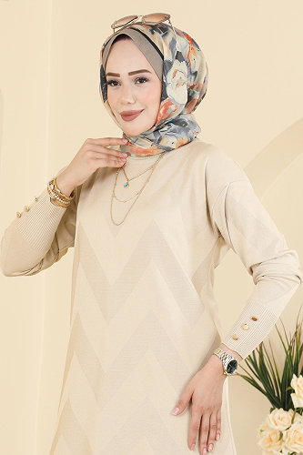 moda selvim Tunic 3183NVX1208 Stone - Thumbnail