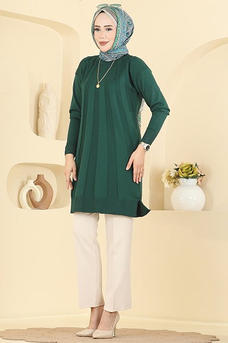 moda selvim Tunic 3190NVX1208 Emerald - Thumbnail