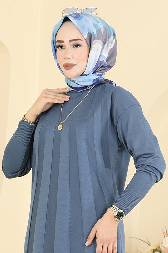 moda selvim Tunic 3190NVX1208 Indigo - Thumbnail