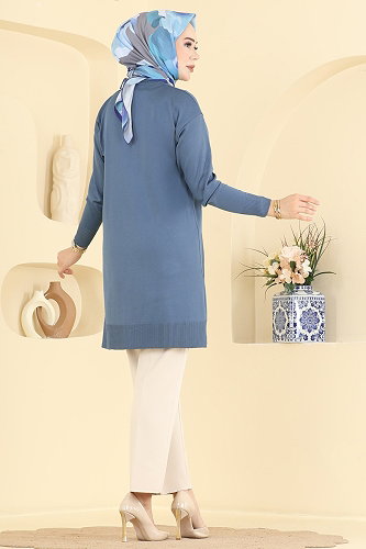 moda selvim Tunic 3190NVX1208 Indigo - Thumbnail