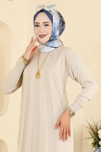 moda selvim Tunic 3190NVX1208 Stone - Thumbnail