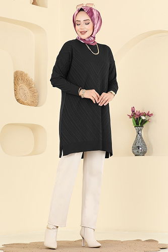 moda selvim Tunic 3192UZ662 Black - Thumbnail