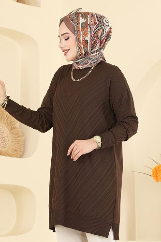 moda selvim بلوز بني 3192UZ662 - Thumbnail