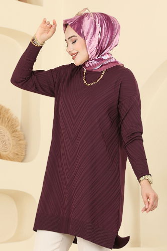 moda selvim Tunic 3192UZ662 Burgundy - Thumbnail