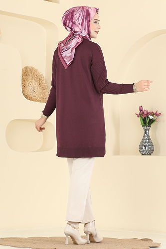 moda selvim Tunic 3192UZ662 Burgundy - Thumbnail