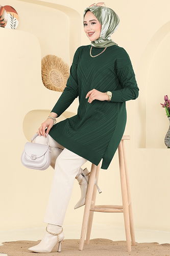 moda selvim Tunic 3192UZ662 Emerald - Thumbnail