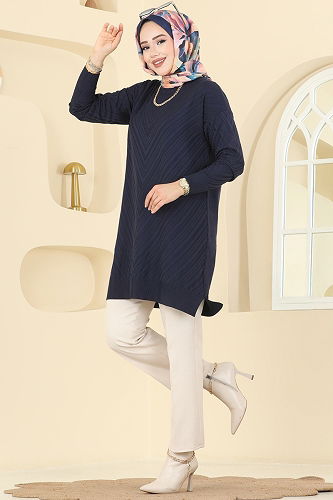 moda selvim Tunic 3192UZ662 Navy Blue - Thumbnail