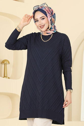 moda selvim Tunic 3192UZ662 Navy Blue - Thumbnail