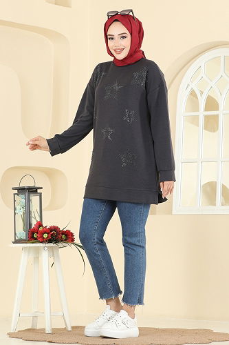 moda selvim Tunic 3225HBS856 Anthracite - Thumbnail