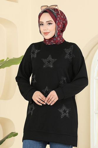 moda selvim Tunic 3225HBS856 Black - Thumbnail