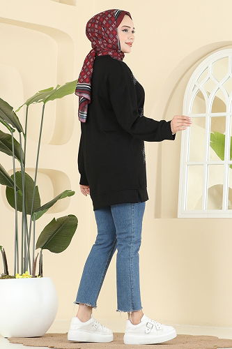 moda selvim بلوز أسود 3225HBS856 - Thumbnail