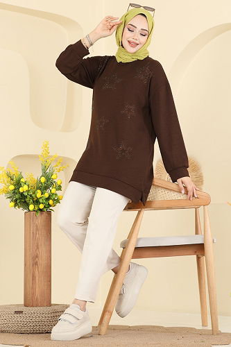 moda selvim Tunic 3225HBS856 Brown - Thumbnail