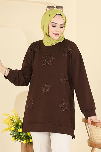 moda selvim Tunic 3225HBS856 Brown - Thumbnail