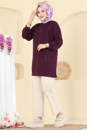 moda selvim Tunic 3225HBS856 Damson - Thumbnail