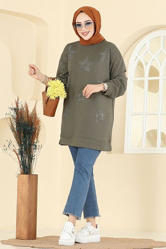 moda selvim Tunic 3225HBS856 Khaki - Thumbnail