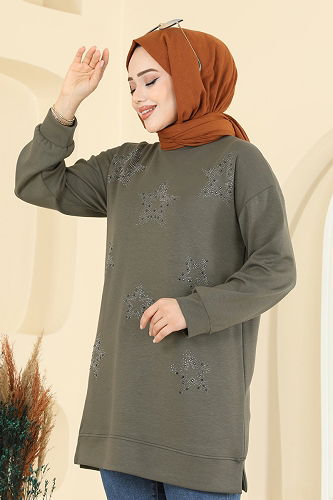 moda selvim Tunic 3225HBS856 Khaki - Thumbnail