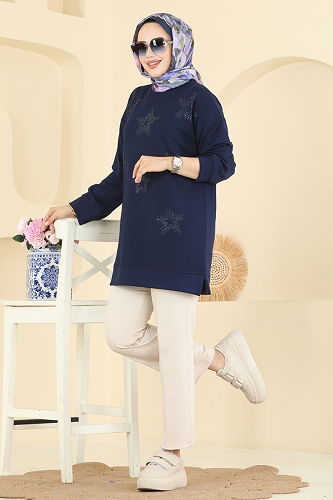 moda selvim Tunic 3225HBS856 Navy Blue - Thumbnail