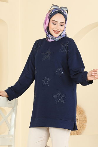 moda selvim Tunic 3225HBS856 Navy Blue - Thumbnail