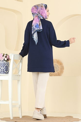 moda selvim بلوز كحلي 3225HBS856 - Thumbnail