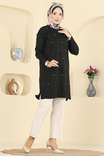 moda selvim بلوز أسود 3225UZ662 - Thumbnail