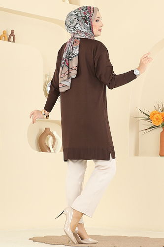 moda selvim Tunic 3225UZ662 Brown - Thumbnail