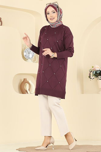 moda selvim Tunic 3225UZ662 Damson - Thumbnail