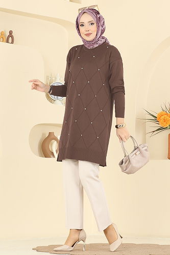 moda selvim بلوز بيج غامق 3225UZ662 - Thumbnail