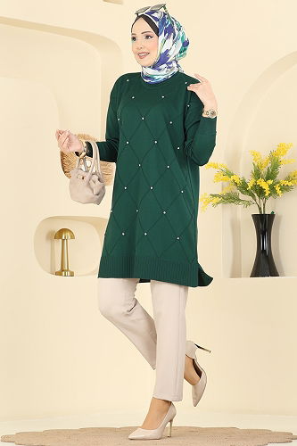 moda selvim Tunic 3225UZ662 Emerald - Thumbnail
