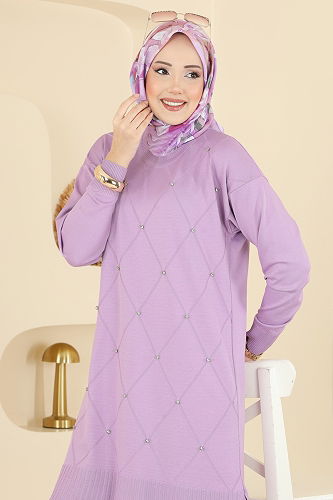 moda selvim Tunic 3225UZ662 Lilac - Thumbnail