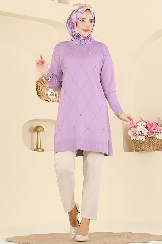 moda selvim Tunic 3225UZ662 Lilac - Thumbnail