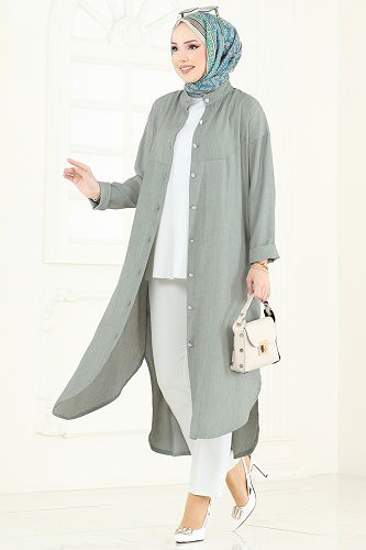 moda selvim Tunic 324HBS856 Almond Green - Thumbnail