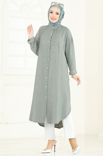 moda selvim Tunic 324HBS856 Almond Green - Thumbnail