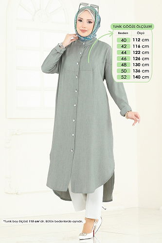 moda selvim Tunic 324HBS856 Almond Green - Thumbnail